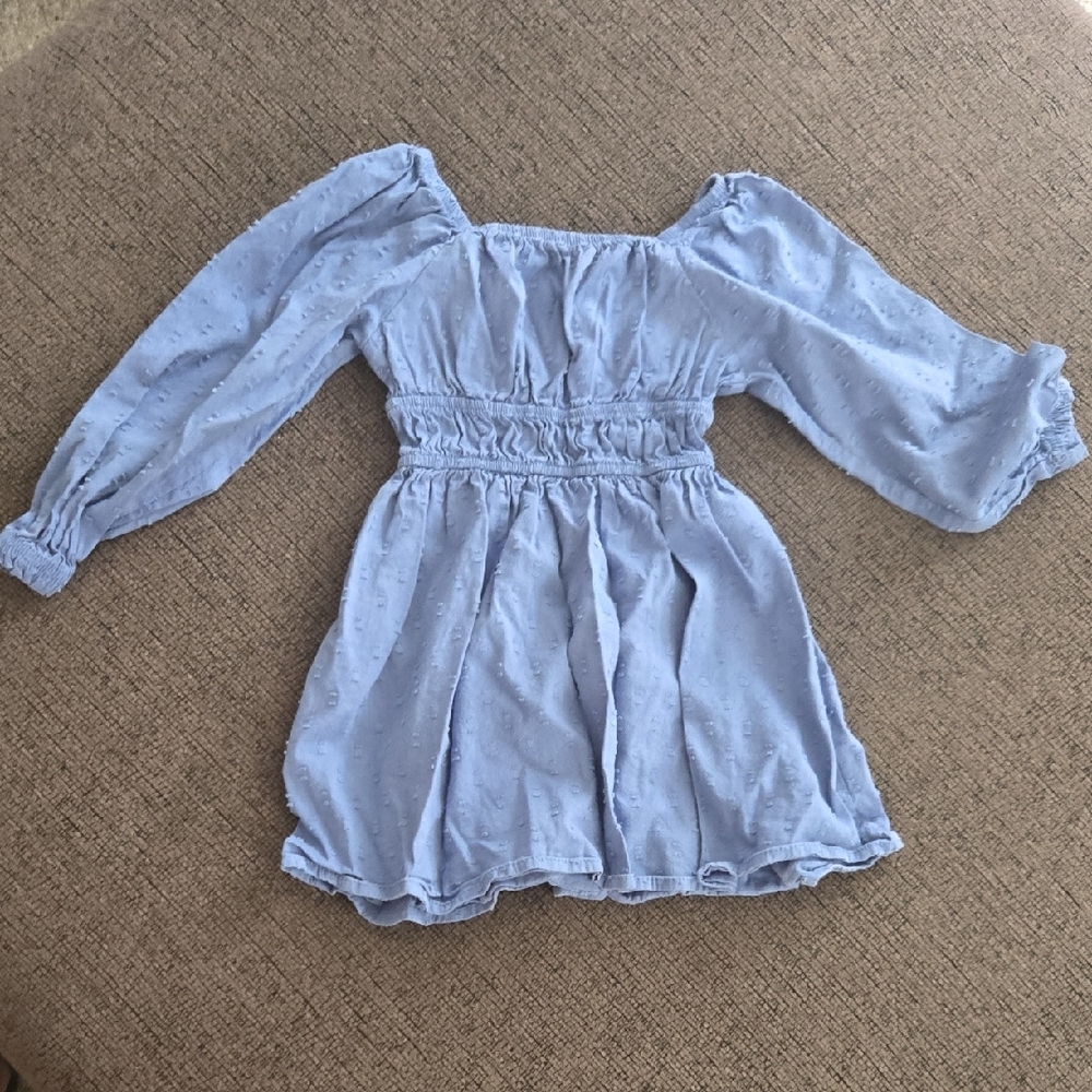 Blue Long-Sleeve Kids Dress